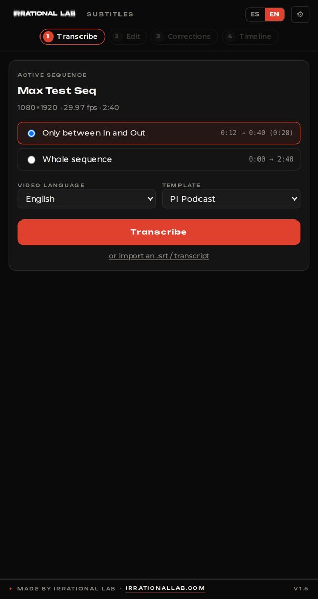Subs ILAB panel, step 1: Transcribe